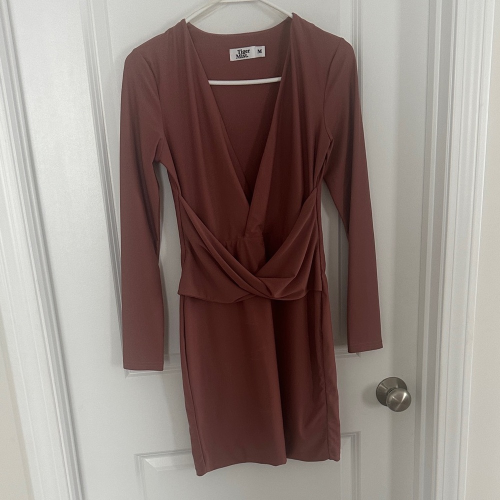Tiger Mist Rust Long Sleeve Mini Dress